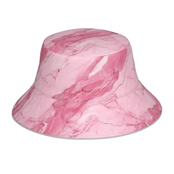 Fisherman Hat 22.8×5.9in Skin-Friendly Lightweight Breathable Folding Reflective Double Face For Daily Travel Business Camping Pink Marble_21256_1