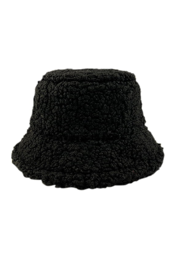 Fisherman Hat Bucket Hat for Winter Outdoor Activities Uni Teddy Warm Headwear for Travel Festival and Everyday Use Black