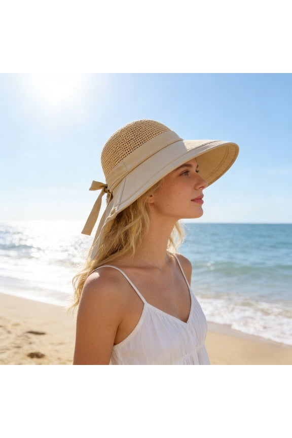 Fisherman Hat,Wide Brim Adjustable Breathable UV Block Windproof Headwear,Outdoor Sun Protection Cap For Beach Cycling Travel Daily Outdoor Activities(Beige)