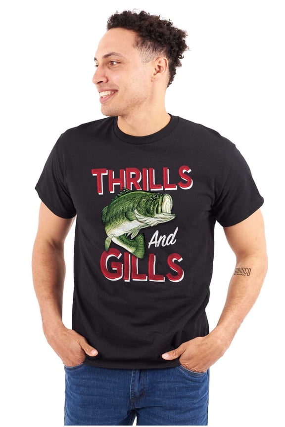 Fisherman Life Thrills and Gills Men's Graphic T Shirt Tees Brisco Brands L