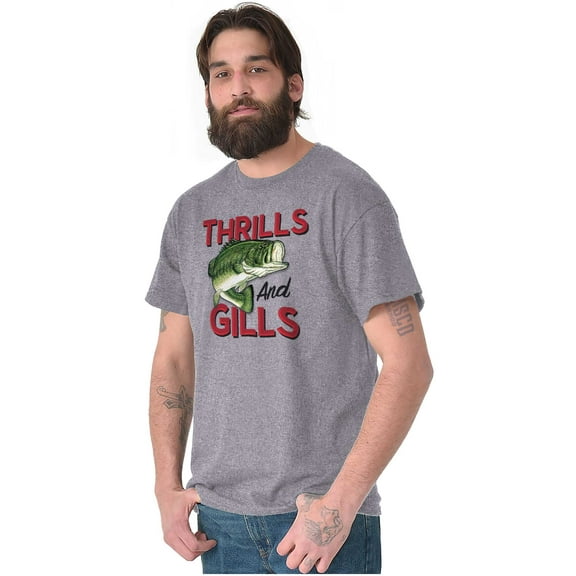 Fisherman Life Thrills and Gills Men's Graphic T Shirt Tees Brisco Brands M
