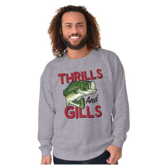 Fisherman Life Thrills and Gills Sweatshirt for Men or Women Brisco Brands S