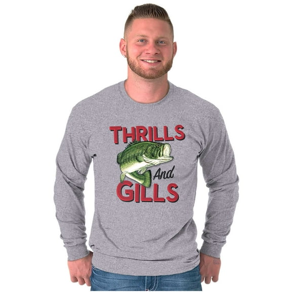 Fisherman Life Thrills and Gills Plus Size Long Sleeve Graphic Tee Shirt Brisco Brands 3X