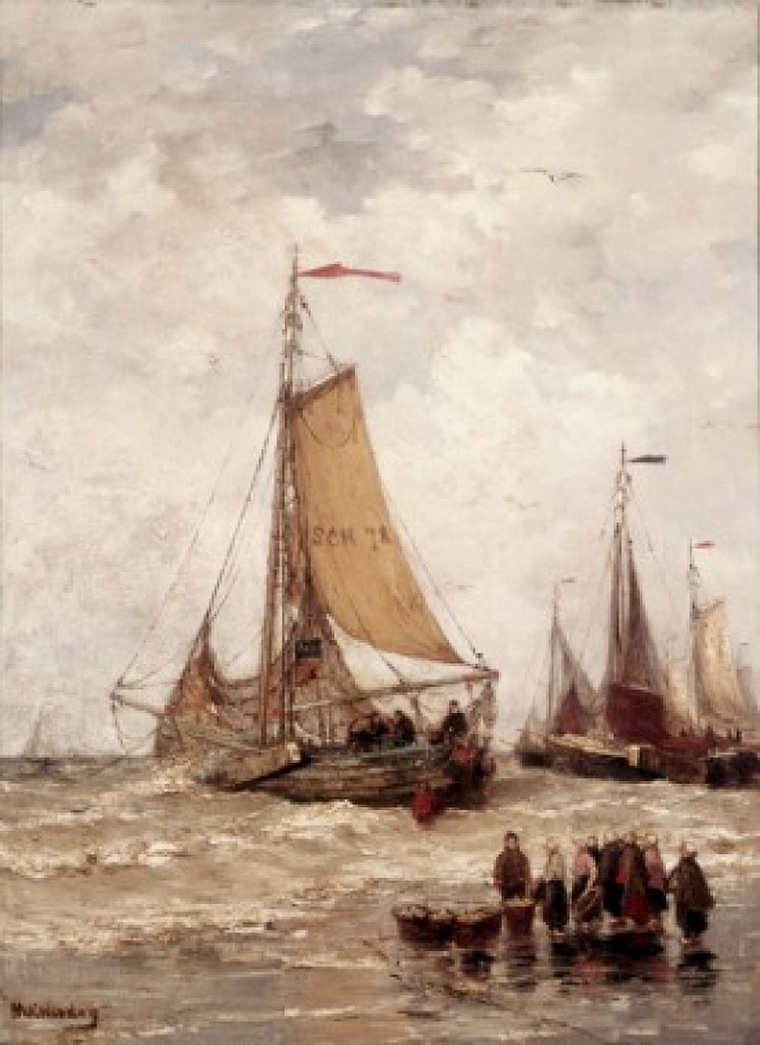 Fisherman On The Beach Hendrik Willem Mesdag (1831-1915 Dutch) Canvas Art - Hendrik Willem Mesdag (24 x 36)
