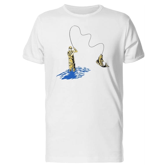 Fisherman Pulling Out A Fish T-Shirt Men -Image by Shutterstock, Male 3X-Large