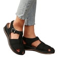 thumbnail image 1 of Fisherman Sandals for Women Splice T-Strap Closed Toe Cutout Slingback Walking Shoes Comfy Soft Sole Summer Wedges Black Size 7.5, 1 of 8