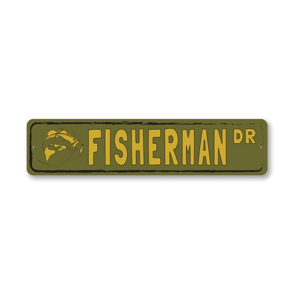 Fisherman Street Aluminum Metal Decor Sign - 4x18 inches