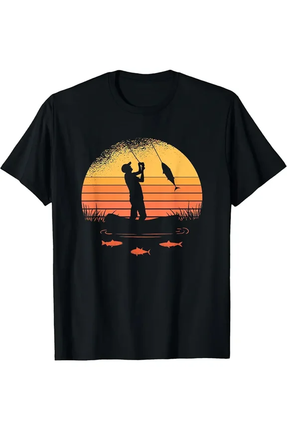 Fisherman Sunset catching a Fish & View Beneath The Water T-Shirt
