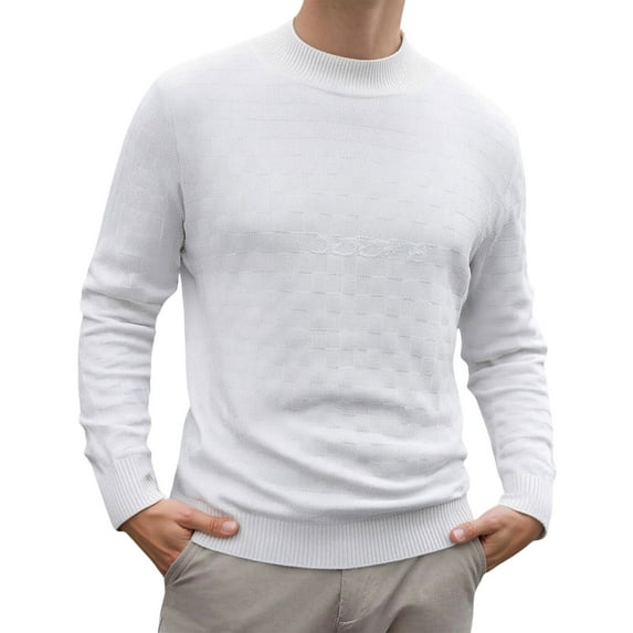 Fisherman Sweater Men Lightweight Color Block Pullovers Breathable Outerwear Men's Fashion with Zipper, White, Size XL