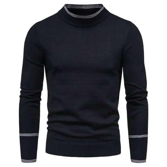 Fisherman Sweater Men Quarter Zip Solid Color Shirts Comfortable Dailywear Men's Fashion with Buttons, Black, Size M