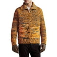 thumbnail image 1 of Fisherman Sweater Men Stripes Patchwork Pullovers Winter Warm Dailywear Men's Fashion with Zipper, Orange, Size XXXL, 1 of 4