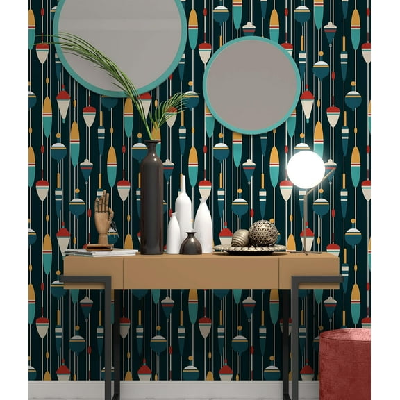 Fisherman Wallpaper Peel and Stick Wall Mural. Fishing Wallpaper Camping Decor. Lake House/Cabin Decor. Coastal Nautical Fish Theme. #6534 (9ft Tall X 4ft Wide)