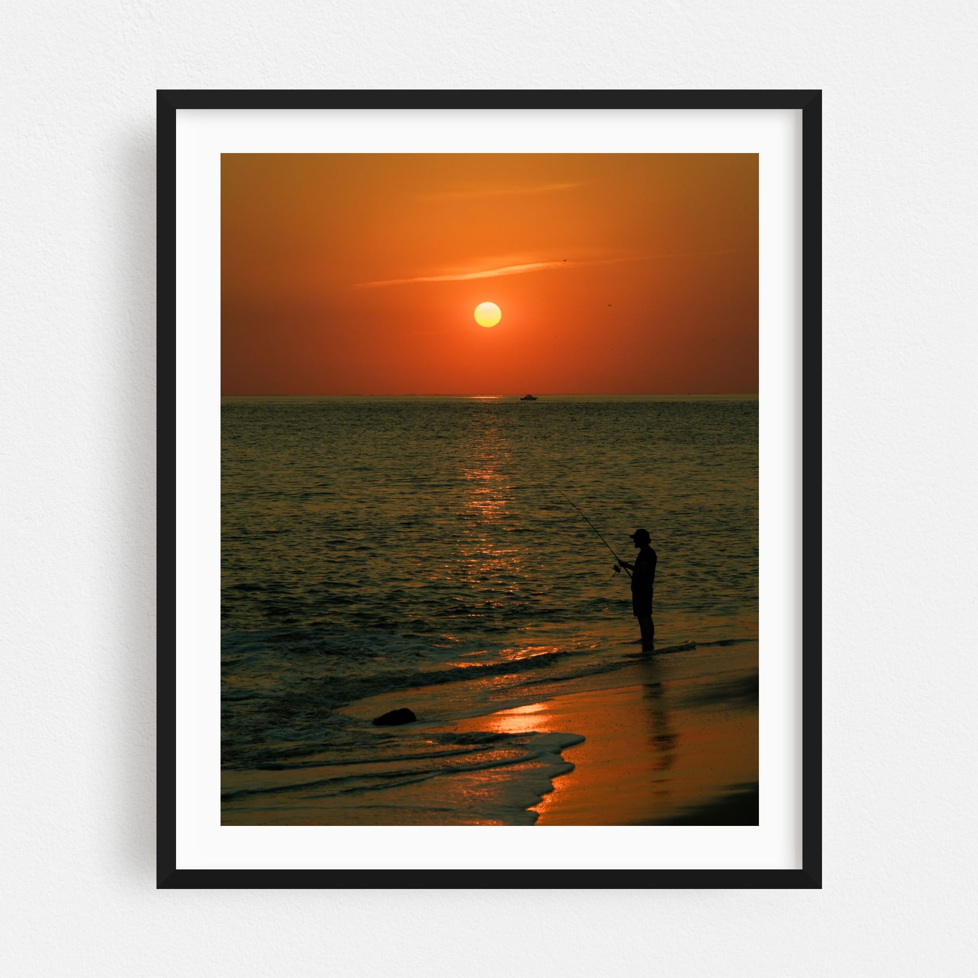 Fisherman at Sunset, Cape May Cape May New Jersey Photography Black