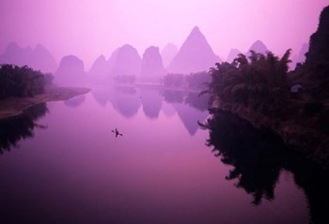 Fisherman on Raft in Li River Yangshou Guanxi China Canvas Art - Charles Crust DanitaDelimont (35 x 24)