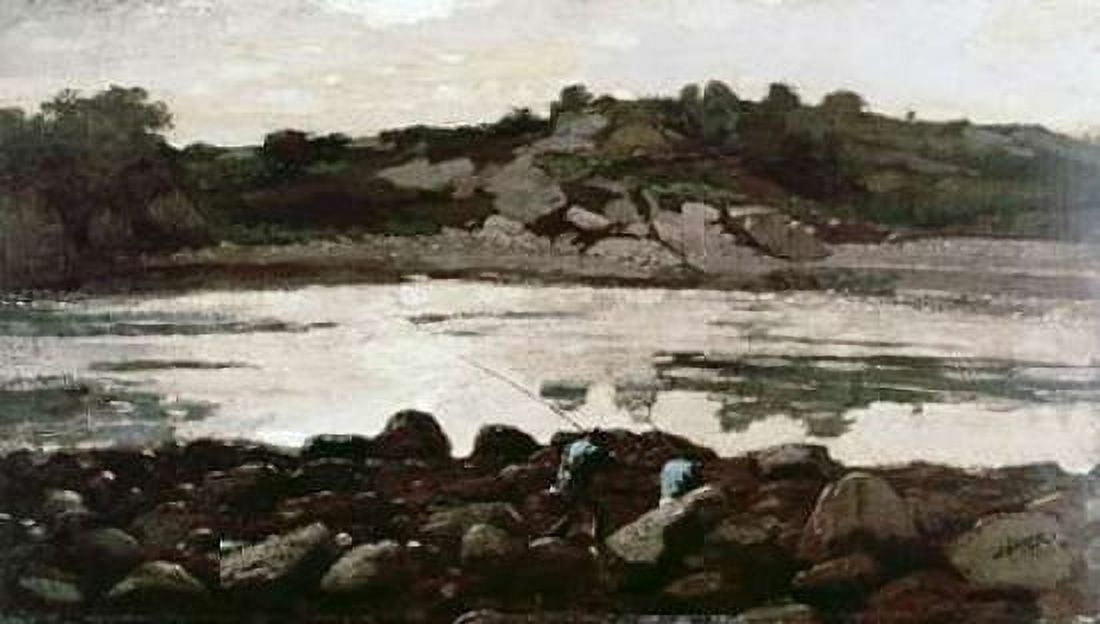 Fisherman on Rocks Canvas Art - Winslow Homer (12 x 18)