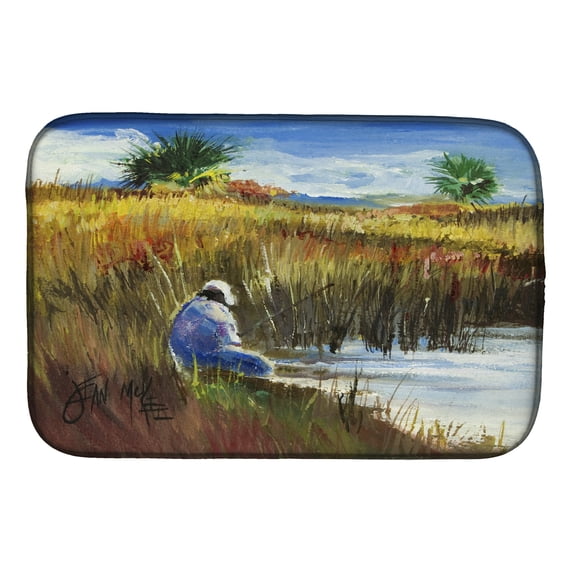 Fisherman on the Bank Dish Drying Mat