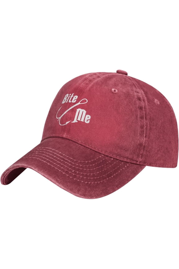 Fisherman's Fish Hook Bite Me Baseball Cowboy Hat Adjustable Trucker Hat