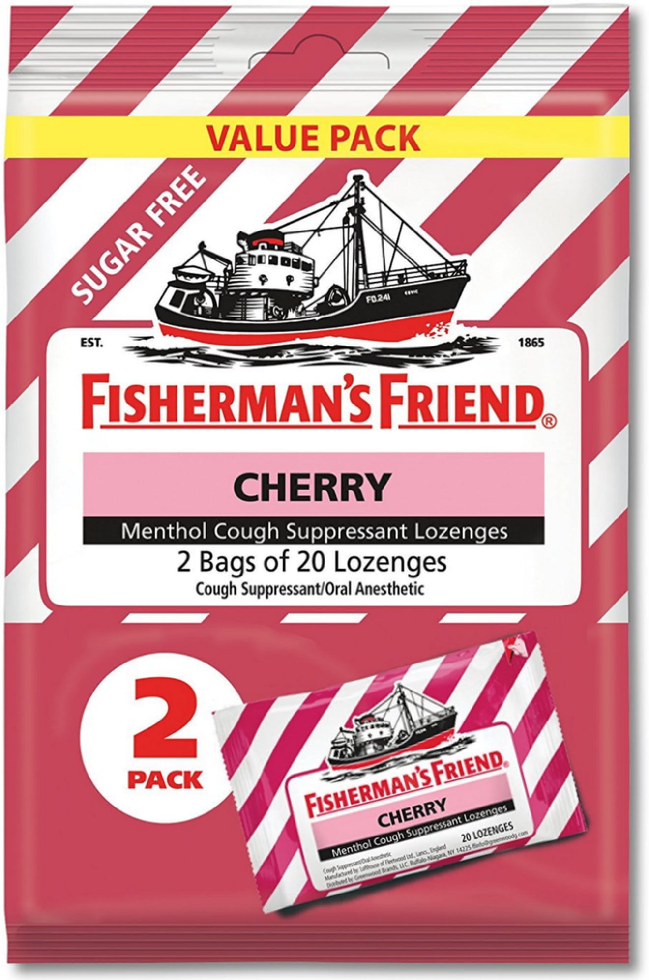 Fisherman's Friend Cough Drops Bag, Cough Suppressant Lozenges Sugar