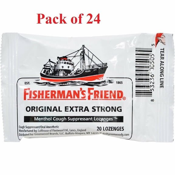 Fisherman's Friend Extra Strong Menthol Cough Lozenges, 20ct, 24-Pack