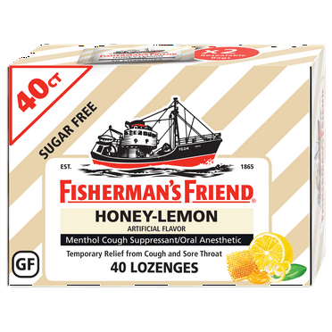 Fisherman's Friend Menthol Cough Suppressant/Oral Anesthetic, Sugar Free Honey-Lemon, 40 Count