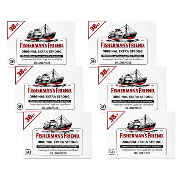 Fisherman's Friend Original Extra Strong Lozenges, Menthol, 38 Count (Pack Of 6)