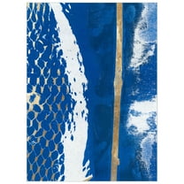 Fisherman’s Wharf I Washable Blue Art Area Rug size 8'x10', Power-loomed, Heavenly Softness with Non-Slipping Backing