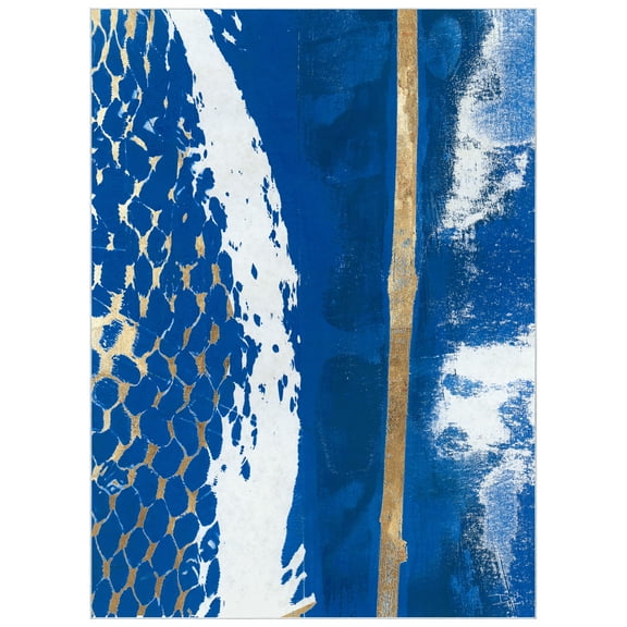 Fisherman’s Wharf I Washable Blue Art Area Rug size 8'x10', Power-loomed, Heavenly Softness with Non-Slipping Backing