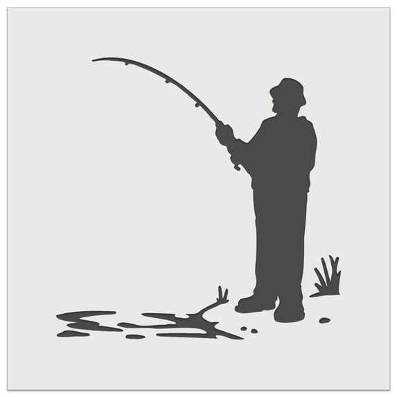 Fisherman with Rod Over Water DIY Cookie Wall Craft Stencil - 11.5 Inch