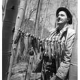 thumbnail image 1 of Fisherman with Row of Fish Hanging Between Trees Poster Print - 18 x 24 in., 1 of 1