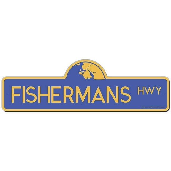 Fishermans Street Sign | Indoor/Outdoor | Funny Home Decor for Garages, Living Rooms, Bedroom, Offices | SignMission personalized gift