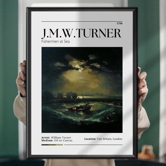 Fishermen At Sea - J.M.W. Turner Art Print, Famous Painting, Romantic Seascape, & UNFRAMED PAPER POSTER, Home Decor, Vintage Gift, Living Room Dercor
