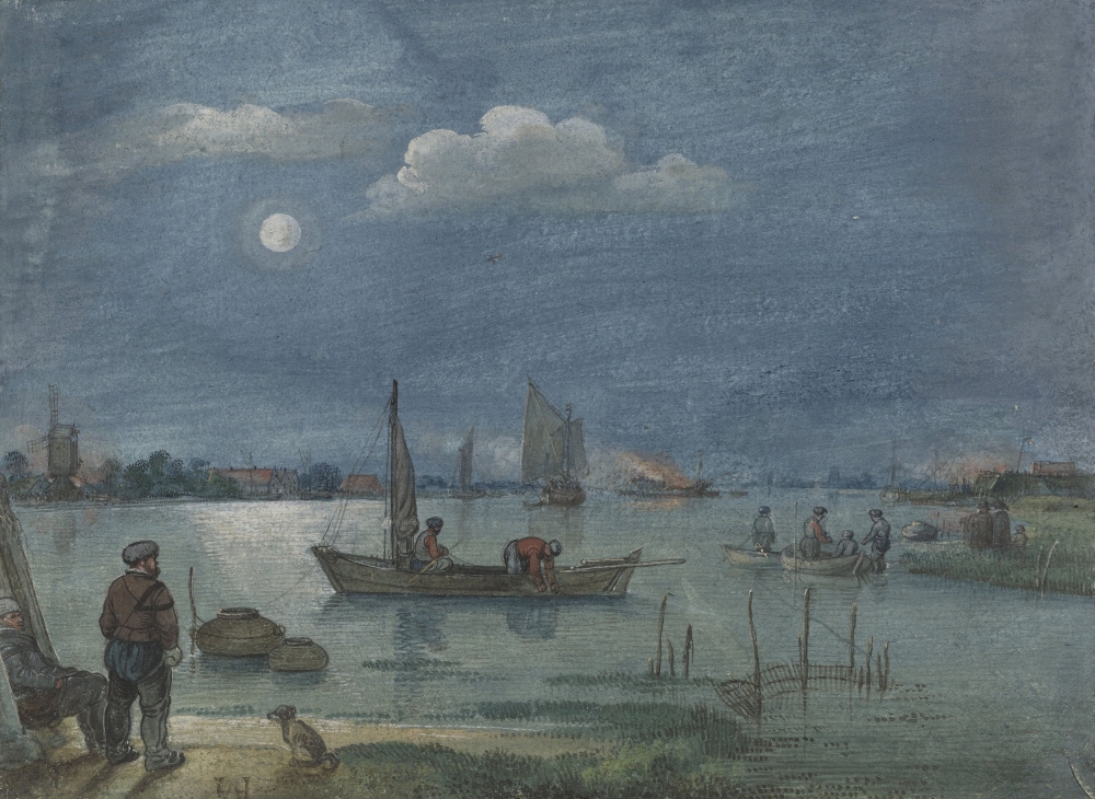 Fishermen By Moonlight Canvas Art -  (24 x 18)