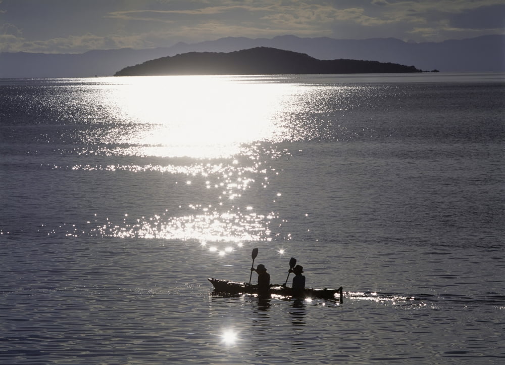 Fishermen Going Past The Island Of Domwe At Dusk Canvas Art - Ian Cumming Design Pics (36 x 26)