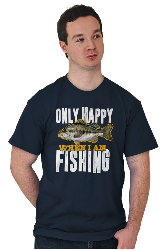 Fishermen Only Happy When I'm Fishing Men's Graphic T Shirt Tees Brisco Brands L