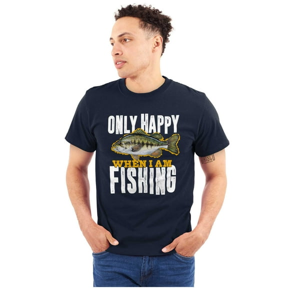 Fishermen Only Happy When I'm Fishing Plus Size Crewneck Graphic Tee Shirt Brisco Brands 2X