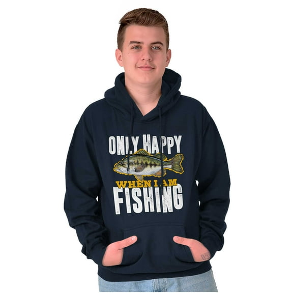 Fishermen Only Happy When I'm Fishing Unisex Plus Fleece Graphic Hoodie Brisco Brands 5X