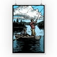 thumbnail image 1 of Fishermen - Scratchboard - Lantern Press Artwork (9x12 Art Print, Wall Decor Travel Poster), 1 of 1