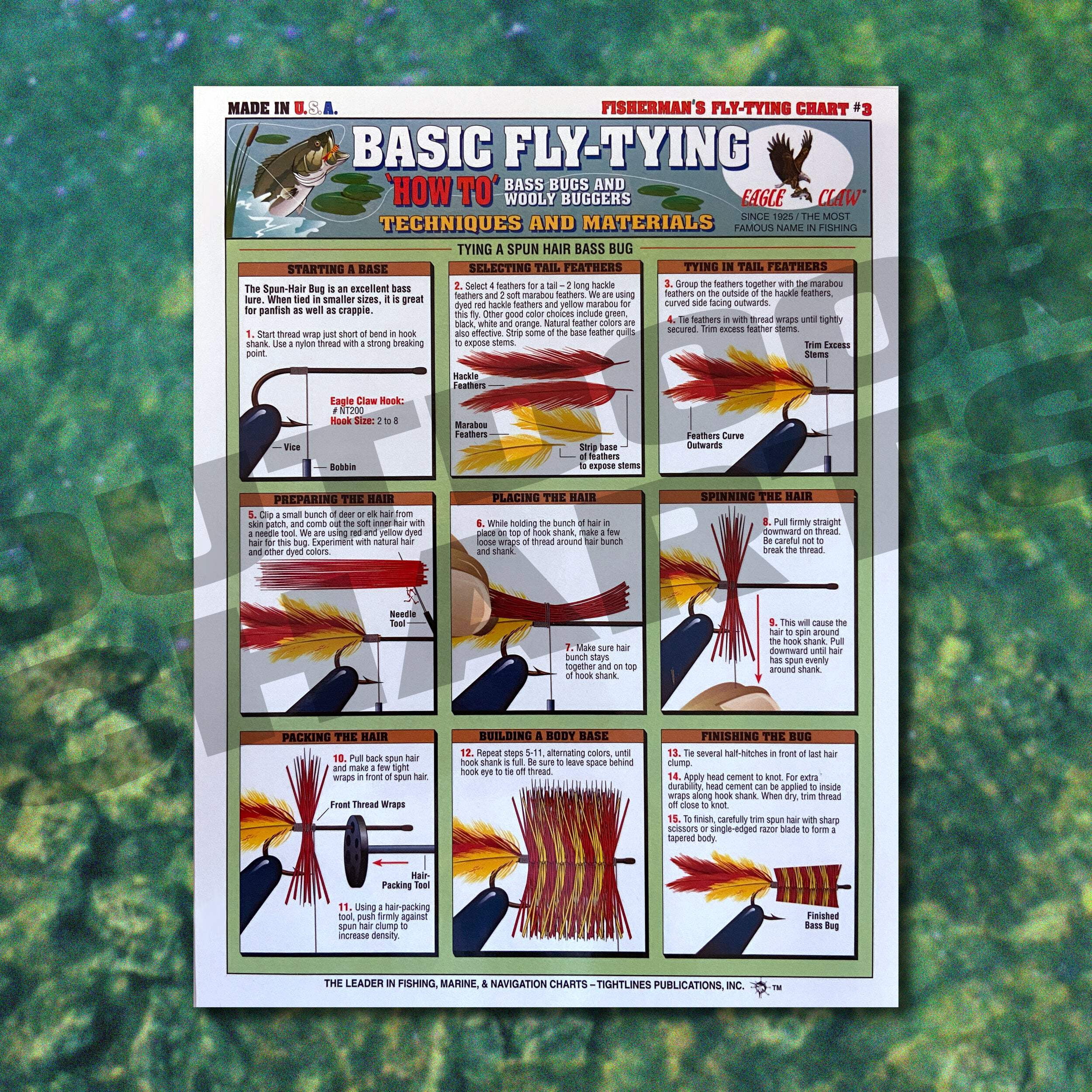 Fishermen's Basic Fly Tying Chart #3 (How To For Tying Bass Bugs and ...