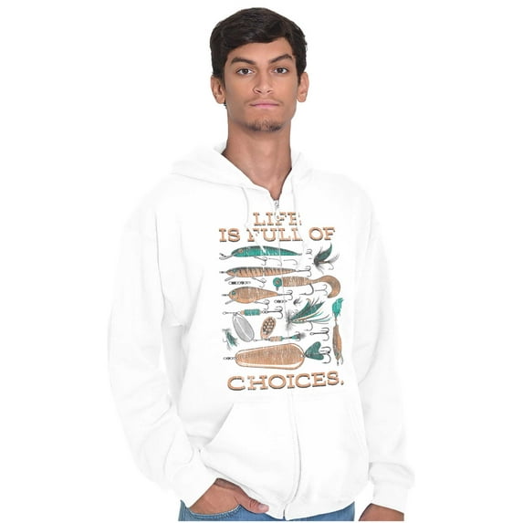 Fishermen's Life Humor Funny Fishing Unisex Fleece Graphic Zip Up Hoodie Brisco Brands 2X