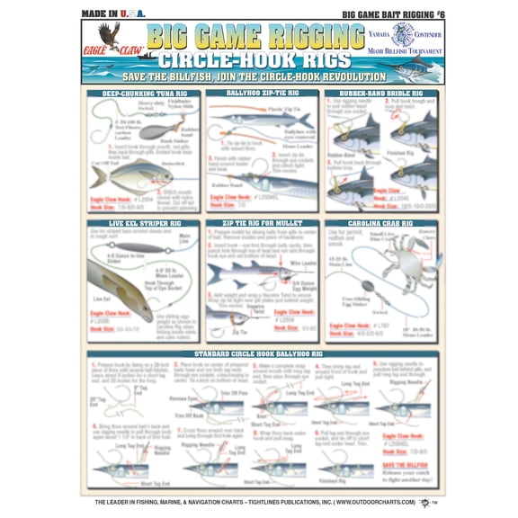 Fishermen's Offshore Big Gamefish Bait Rigging #6 (Circle Hook Rigs) - Waterproof Quick Reference Guide | Portable & Built to Last | Double-Sided & Easy to Read