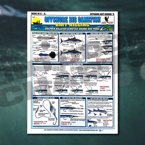 Fishermen's Offshore Big Gamefish Bait Rigging Chart #5 (Dolphin, Billfish, Kingfish, Wahoo, More)