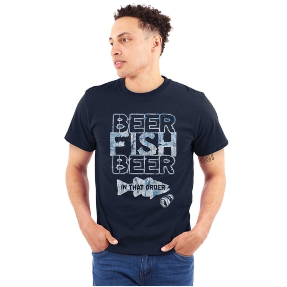 Fishermens Drunk Humor Beer Fish Joke Men's Graphic T Shirt Tees Brisco Brands L
