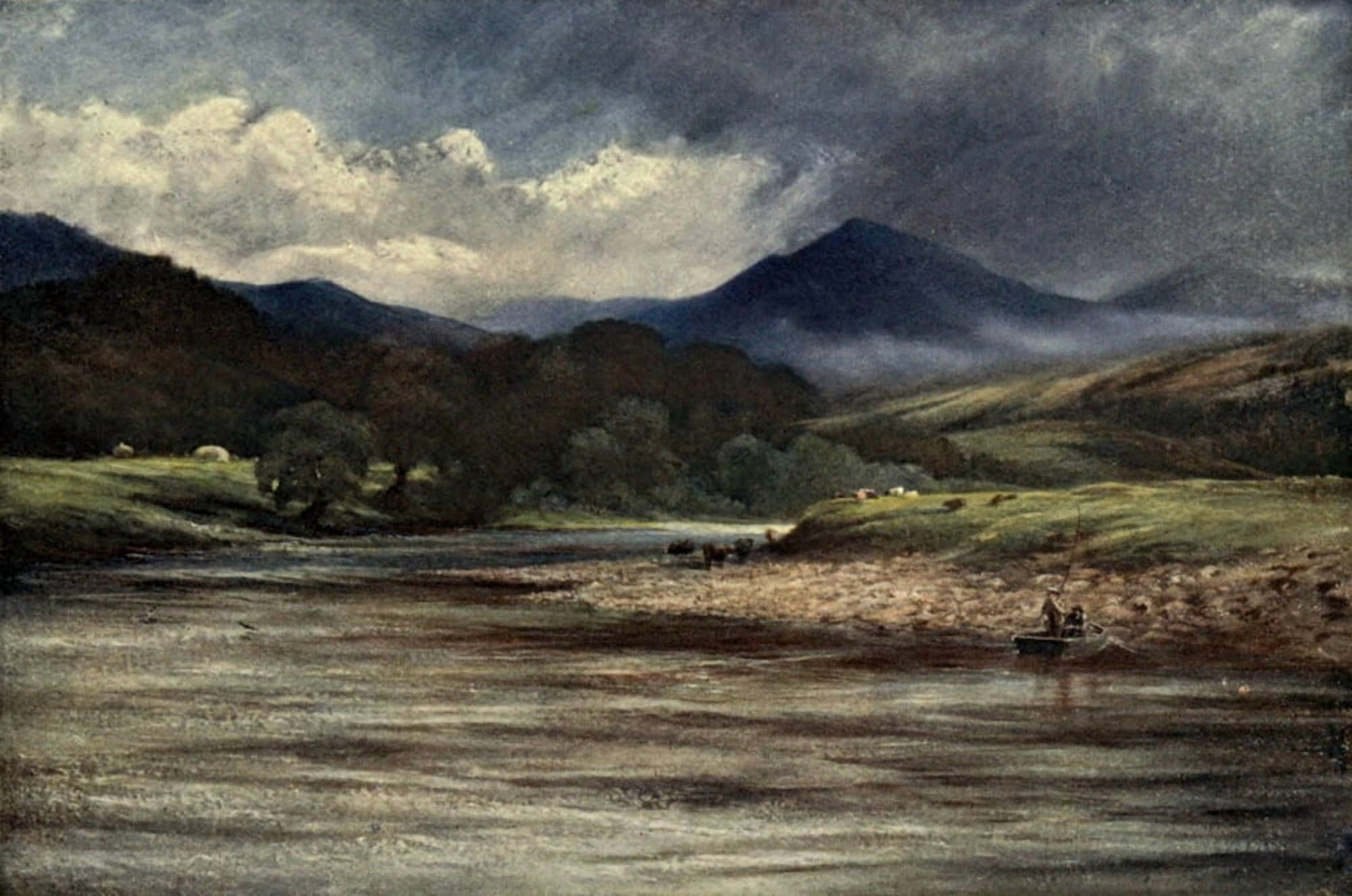 Fishermens Weather 1906 Pool on Tay Dalguise Canvas Art - Charles Whymper (24 x 36)