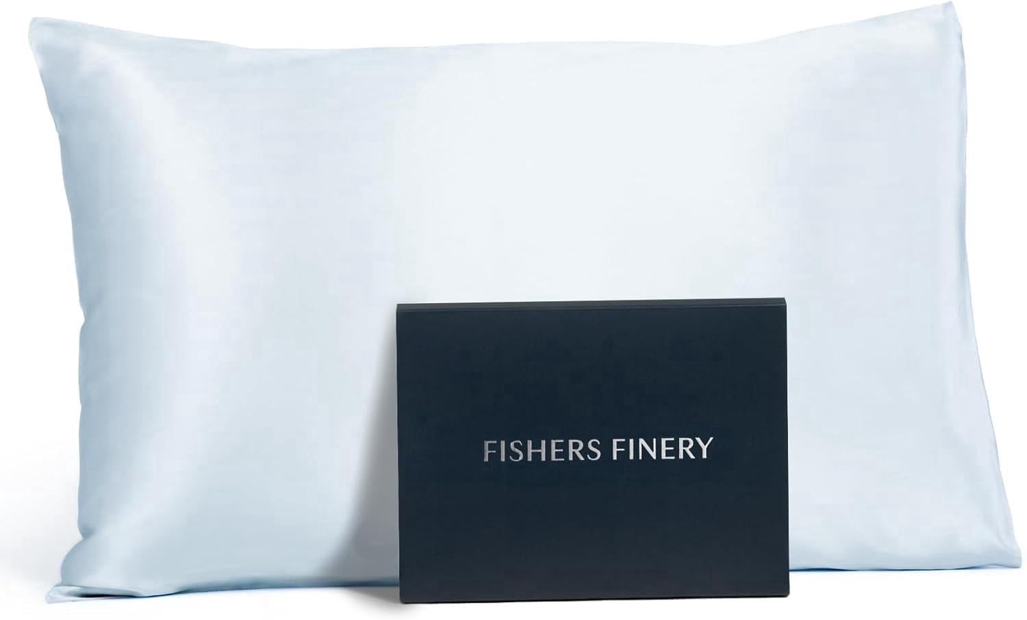 Fishers Finery 19mm 100% Pure Mulberry Silk Pillowcase, Misty Blue, Queen