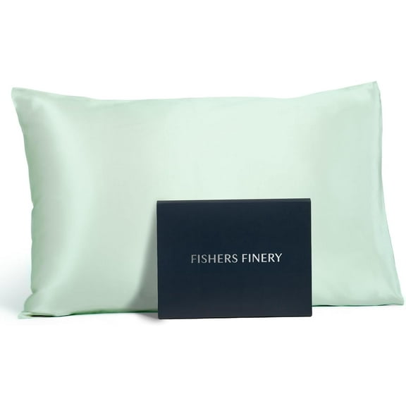 Fishers Finery 19mm 100% Pure Mulberry Silk Pillowcase (Light Green, K)