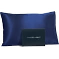 thumbnail image 1 of Fishers Finery 25mm 100% Pure Mulberry Silk Pillowcase (Navy King 2 Pack), 1 of 7