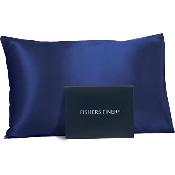 Fishers Finery 25mm 100% Pure Mulberry Silk Pillowcase (Navy, Standard)