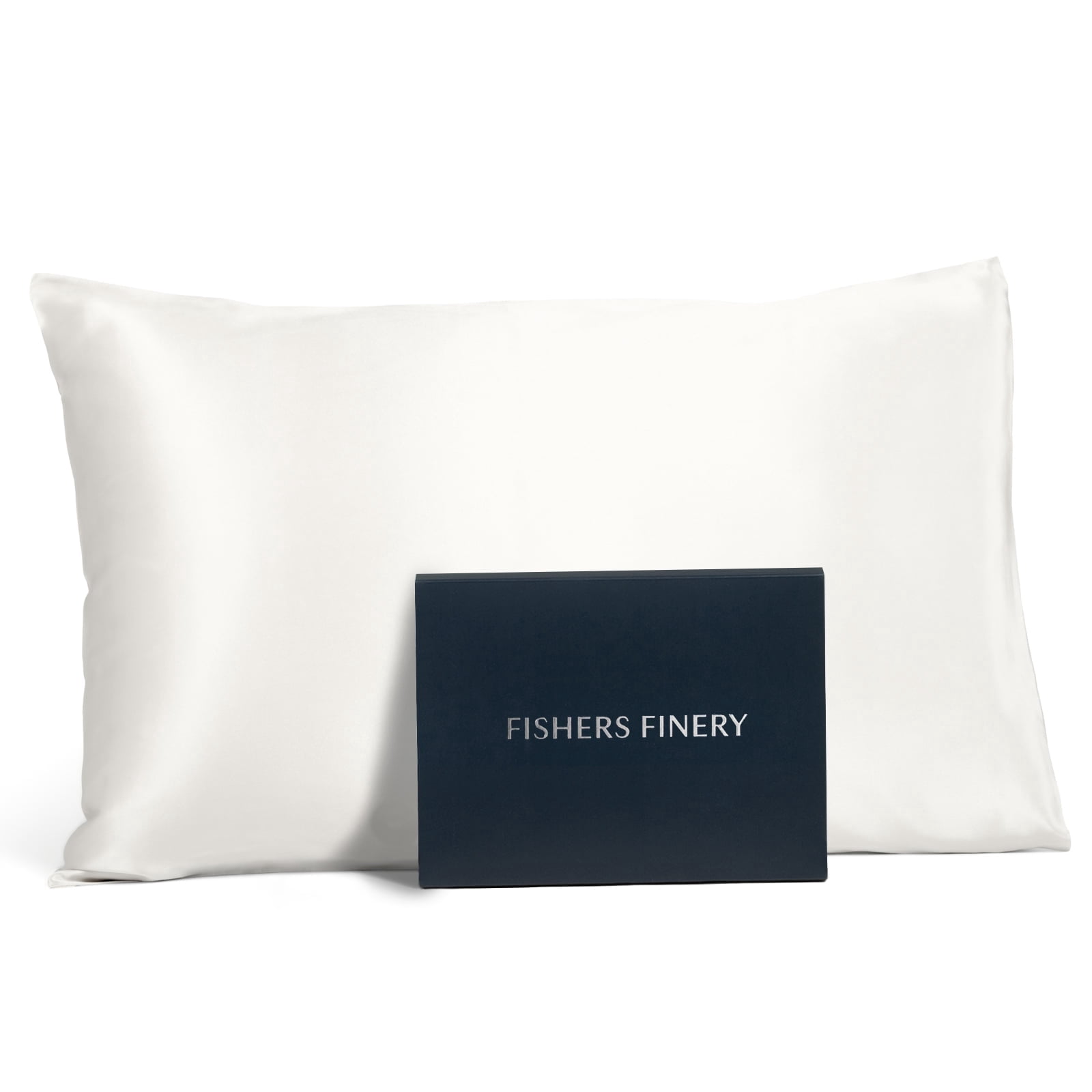 Fishers Finery 25 momme Natural White 100 Percent Pure Mulberry Silk Pillowcase, Queen