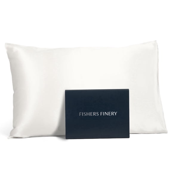 Fishers Finery 25 Momme 100% Pure Mulberry Silk Pillowcase for Hair & Skin, Grade 6A, Standard, Natural White