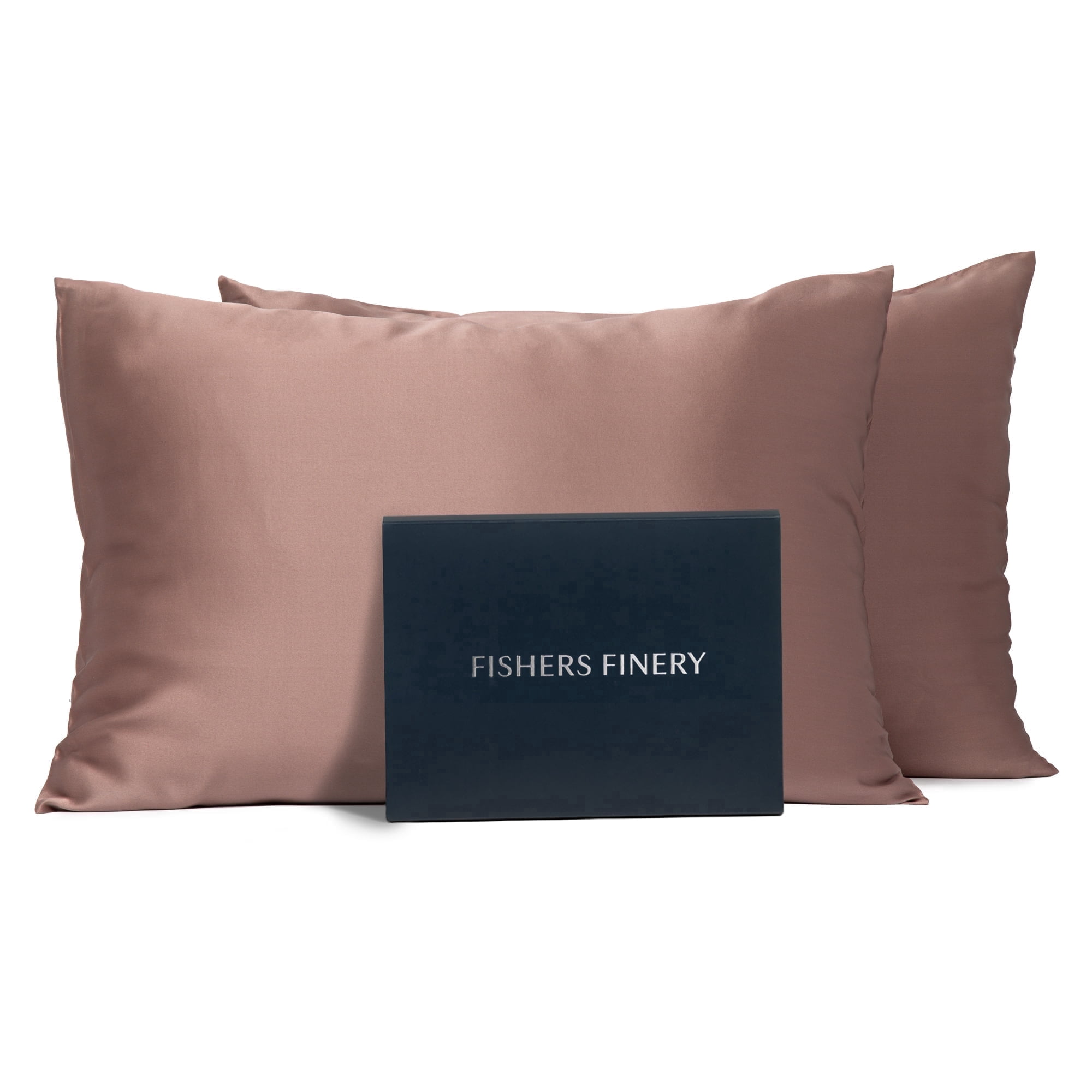 Fishers Finery 25mm 100% Pure Mulberry Silk Pillowcase Set (Chocolate, Queen, 2 Pack)